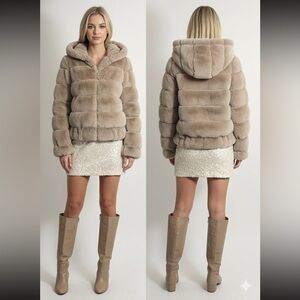 Bcbgmaxazria Supersoft Faux Fur Jacket with Hood NWOT